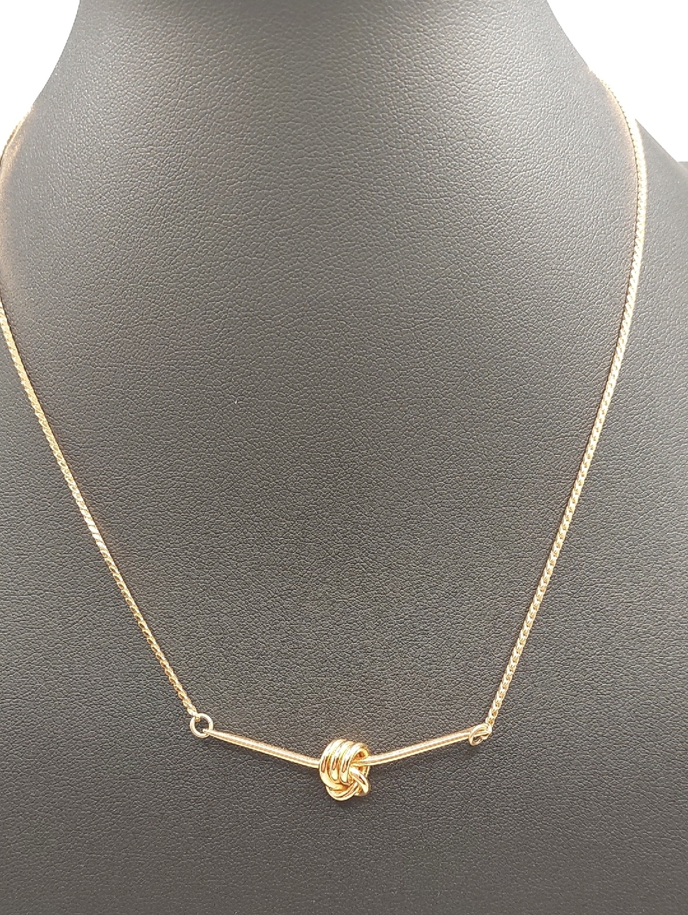 MONET Vintage Gold Knot Bar Dainty Necklace - Women Jewelry